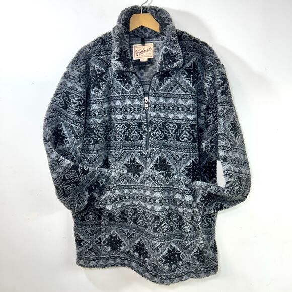 Vintage WOOLRICH Mens L 1/2 Zip Fleece Jacket Pullover Outdoor Wear USA MADE - Picture 1 of 8